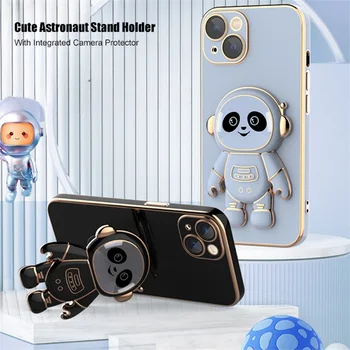 Uus Katmine Astronaut Stand Case for iPhone 11 12 13 Pro Max X Xs Xr 7 8 Plus SE 2 3 Silikoon Põrutuskindel Kaamera Protector Kate