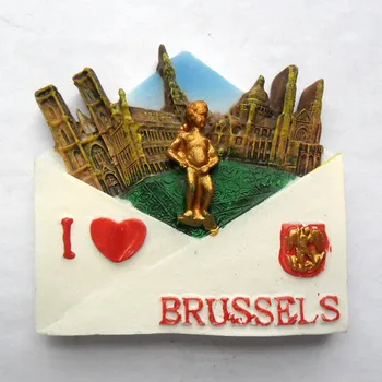 Ma ARMASTAN Belgia Reisi mälestuseks külmik postitatud Brüssel uriini laps reisida märkida sõnum külmkapimagneteid