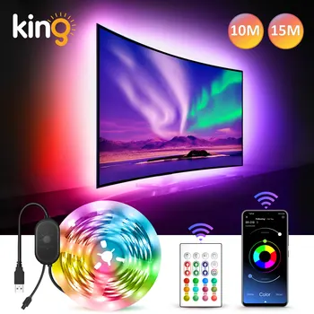 KingLED, Led Tuled TV Backlights, 15M 10M, USB powerd,APP Kontrolli Sünkroonida Muusikat, Diagonaal Valgustus, 5050 RGB ,16millons Värv