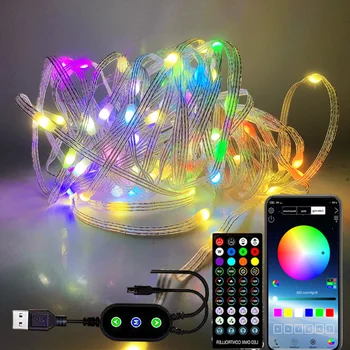 WS2812B RGB LED Light String Unistuste Värvi USB 5V Smart Bluetooth Tuled Vanik Veekindel Jõulud Pulmapidu Haldjas Tuled