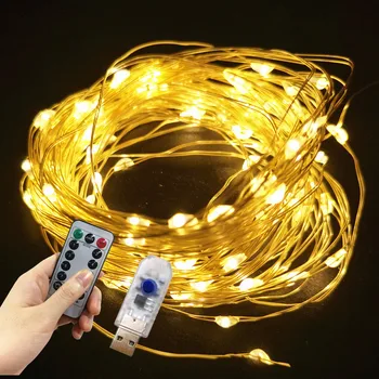 LED String Tuled Jõulud Teenetemärgi pult USB-Pulm Vanik Kardin Tuled Puhkus Magamistuba Pirn Väljas Haldjas