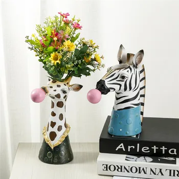 Vaik Looma Pea Vaas Armas Flower Pot Närimiskummi Tuba Teenetemärgi Simulatsiooni Zebra Panda Hirv Loova Käsitöö Decor