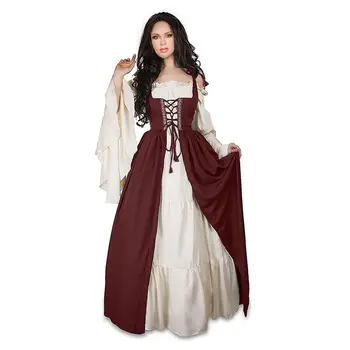 Keskaja Renessansi Kleit Kleit Täiskasvanud Naiste Printsess Kostüüm Seelikud Kõrge Vöökoht Halloween Kostüümid