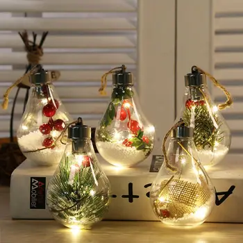 Häid Jõule LED Simulatsiooni Lamp Läbipaistev Jõulud Palli Xmas Tree Teenetemärgi Ripats Plastikust Lamp Palli Pool Decor
