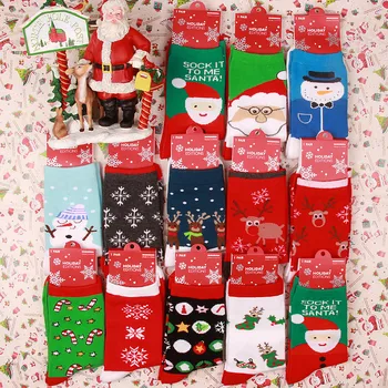 Santa põder lumehelves puuvillased sokid keskel toru Jõulud paari sokke