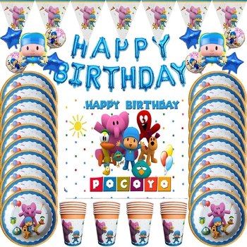 Cartoon Teema Pocoyoed Sünnipäeva Kaunistamiseks Kasutatav Isik Lauanõud Paber Plaadid Salvrätikud Õhupallid Baby Shower Tarvikud
