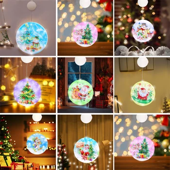 5D DIY Diamond Värvimine Jõulud LED Rippuvad Tuled kahepoolne Rhinestone Tikandid Lamp Ripats Käsitöö Ornament Home Decor