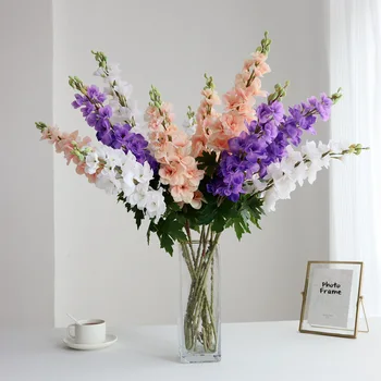 Tõeline luksus touch Delphinium pestav tehislilled elutuba teenetemärgi mariage flores artificiales kodu aksessuaarid