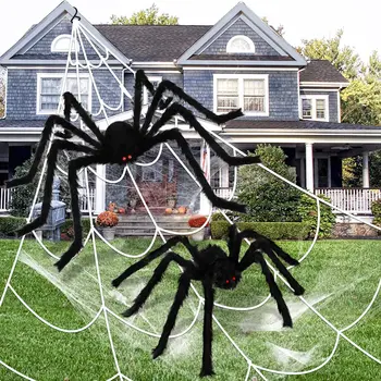 120/150/200cm Must Hirmutav Giant Spider Suur Spider Web Halloween Teenetemärgi Rekvisiidid Kummitab Maja, Puhkus Väljas Hiiglane Teenetemärgi