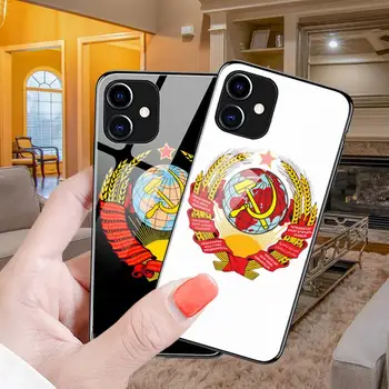 Nõukogude Liidus NSV liidu Lipu Telefoni Juhul Karastatud Klaas iPhone12 11 Pro XR, XS MAX 8 X 7 6S Plus SE 2020 12 Pro Max Mini juhul