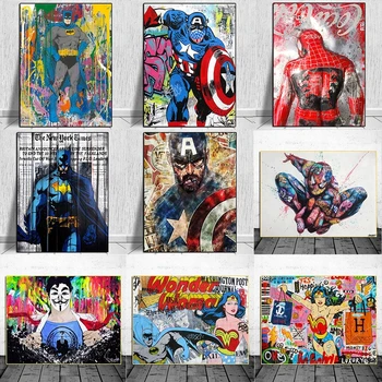 Graffiti Imestad, Plakat, Lõuend Värvimine Spiderman Superkangelane Kodu Kaunistamiseks Seina Art Sünnipäeva Kingitus Poiss Poiss Magamistuba Decor Cuadros