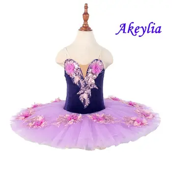 Fairy doll Pre-professionaalset ballett hästi tihe võrgu sarnane kangas lilla classical ballet tutu pannkook tüdrukute kleit lill ballet tutu lilla 7 kihti