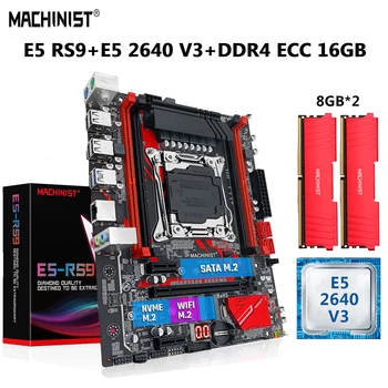 MASINIST X99 Emaplaadi LGA-2011-3 Komplekt Komplekt Koos Intel Xeon E5 2640 V3 CPU 16G=2*8G DDR4 ECC RAM 2133Mhz M-ATX NVME M. 2 E5 RS9