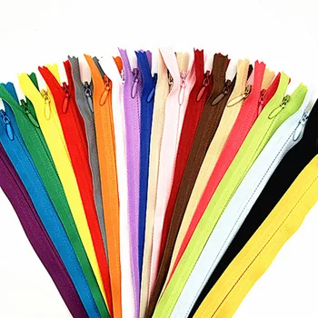 10tk 28 cm, 35 cm 40 cm 50 cm 60 cm pikk nähtamatu tõmblukk DIY nailonist lukuga aasa õmblusmasinad riided tarvikud 20 värvid