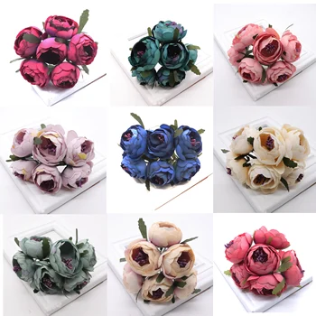 6tk/Palju Kunstlik Roos Silk Flower Pojeng Lilled Pulm Kimp Pulmas Pruudi Decor Roosi Õied DIY Scrapbooking