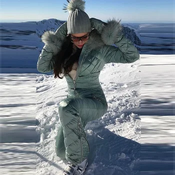 One-piece Ski Ülikond Naiste Lumi Kombinesoonid Mountain Ski Fliis Kombekas Super Soe Talve Suusa Püksid Jope Hingav Lumi Ülikond