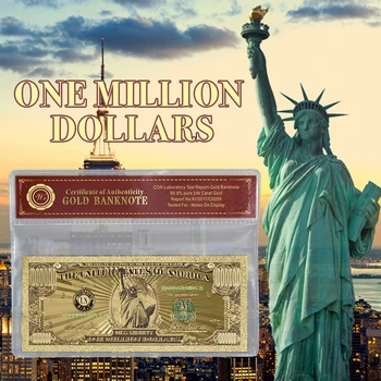 USA Kuld Pangatähtede Värvi $1 Miljoni Dollari Sularaha Arve Pangatähtede Koos COA