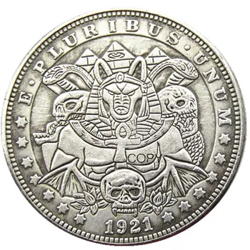 HB(117)Hulkur USA 1921 Morgan Dollar kolju zombie skelett hõbetatud Koopia Mündid