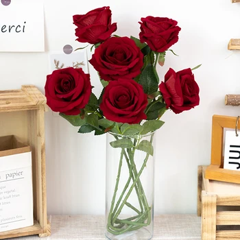 1tk/5pc Ilus Silk Kunstlik Roos Lilled Pulm Kodu Tabel Decor Pikk Kimp Korraldada Võltsitud Tehase sõbrapäeva Kingitusi