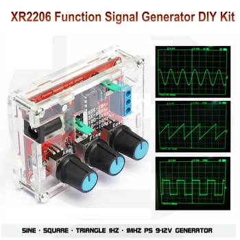 2 Tükki XR2206 1Hz-1MHz Funktsiooni Generaatori Sagedus Moodul täiesti kokku pandud Sine Kolmnurk Väljund + Akrüül Juhul