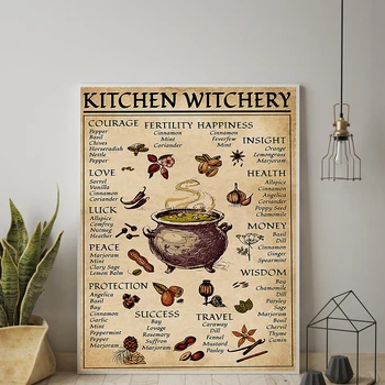 Köök Witchery Naljakas Plakat, Nõiad, Maagia Teadmisi Art Print Retro Lõuendile Maali Kaasaegne Seina Pilt Elutuba Home Decor