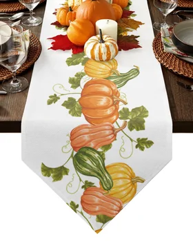 Thanksgiving Sügisel Kõrvits Köögiviljad Valge Tabelis Koha Thanksgiving Kaunistused Koju Pulmapidu Kodus Lauda Katta