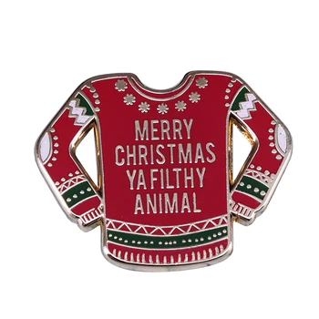 Jõulud kampsun sõle emailiga pin-Merry Christmas, Ya Räpane Loom Üksi Kodus filmi fännid lõbus retro talvine kollektsioon