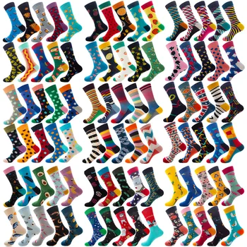 10 Paari Sokke, Meeste Hiljemalt Disaini Keskmise Toru Sokid Sügisel Sokid Kvaliteet Äri Geomeetriline Võre Värvikas Meeste Puuvillased Sokid