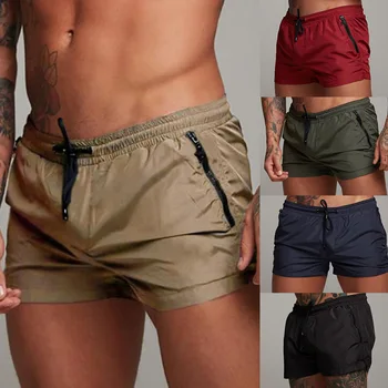 2022 suvel uus fitness higi-imav meeste spordi püksid töötab slim tahked värvi lukuga tasku talje meeste lühikesed püksid