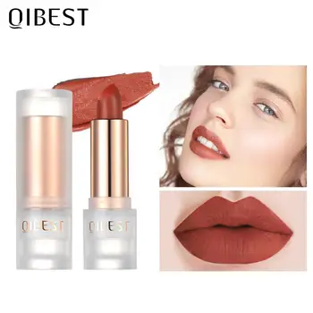 Qibest samet-matt huulepulk pliiatsi läbipaistev välimus kauakestev veekindel sile batom pruun nude huulepulk QB088