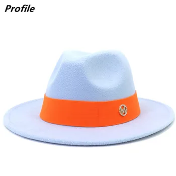 Kohapeal Fedora uus sügis ja talve müts unisex oranž M logo tarvikud Fedora vildist müts jazz mood talvine müts кепка мужская