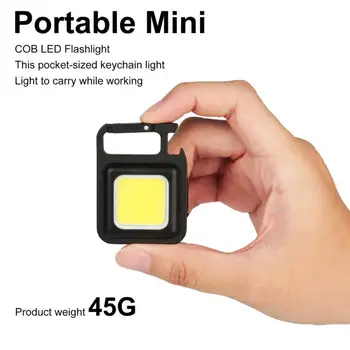 Mini Magnet COB Võtmehoidja Valgus 500 Luumenit Särav USB Laetav Taskulamp 4 Valguse Režiimid Portable Folding Bracket töötuli