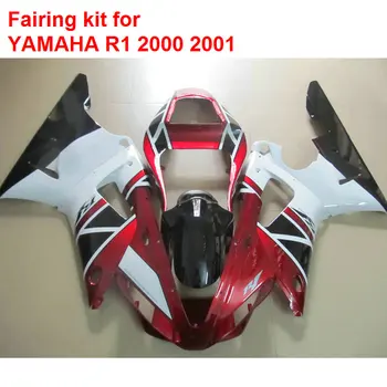 Top müügi voolundi komplekt Yamaha YZF R1 00 01 punane valge must mootorratas fairings set YZFR1 2000 2001 BA36