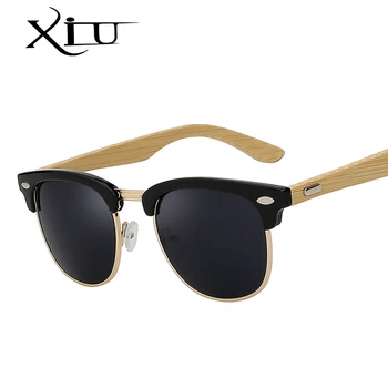 XIU pool metallist bambusest päikeseprillid mehed naised brändi disainer prillid peegel päikese prillid mood gafas oculos de sol UV400