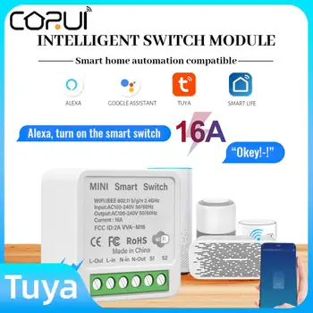 CORUI 16A Tuya Wifi Mini Smart Switch ühemoodilisi Single WiFi DIY Lülitid SmartLife App Taimer moodulikandur Alexa Google Kodu