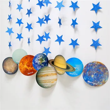Universumi Kaheksa Planeeti Vanikud Öö tähistaeva Teema reklaamipind Galaxy Sünnipäevaks Pool Decor Lapsed Poisid DIY Lipp Ripub
