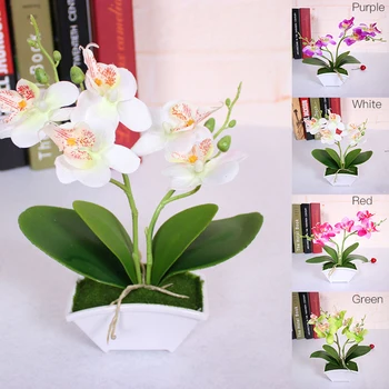 Kunstlik lill + vas Liblikas Orhidee Õie Reaalne Touch jätab Kunstlik Taimed Üldine Õie Pulmad Valentine ' s Day