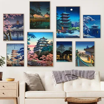 Jaapani maastiku retro art lõuend maali koomiks, plakat, kontori seina maali elutuba, magamistuba kodu kaunistamiseks seinamaaling