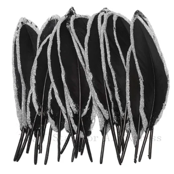 10-100 loomulik 15-20CM (6-8 cm) must hane sulgedest pritsida hõbedane pulber serv DIY käsitöö ehted teenetemärgi ehted sulg