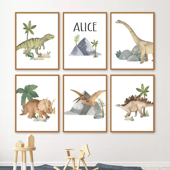 Dinosaurus Jurassic Eelajaloolised Loomad Lasteaed Seina Art Lõuend Maali Nordic Plakatid Ja Pildid Seina Pilte Kids Room Decor