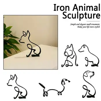 Raua Buldog Taks Labradori Käsitöö Lihtne Kuju Kunsti Figuriin Kaasaegne Looma Skulptuur Ja Abstraktne Ornament Koer