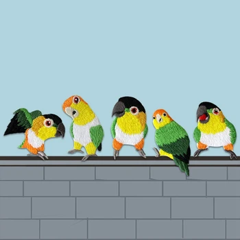1 Töö Värvikas Tikitud Armas Papagoi Plaastrid Riided, Kotid Decor Käsitsi Õmblemine DIY Raud Applique Käsitöö