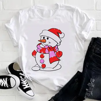 Naiste Häid Jõule Päris lumememm magus 90s Puhkus Kena Top Print Tshirt T Tee Cartoon Uus Aasta mood Graafilised T-särk