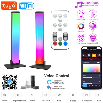 WiFi+IR Tuya Smart LED Valgus Baar 2PC 5V RGB Sümfoonia Muusika Rütmi Laterna Baar Ümbritseva Öö Valguses Smart Kodu Alexa Google Kodu