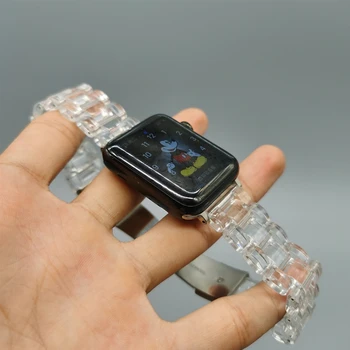 Läbipaistev Bänd Apple Watch Seeria 6 5 4 3 2 1 SE Resinstrap jaoks iWatch 38 40 42 44MM Käevõru kokkupandavad Pannal Watchbands