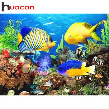 Huacan Täis Ruut/Ring Diamond Maali Kala Kunsti 5D DIY Teemandid Tikandid Ookeani Komplektid Kaunistused Koju