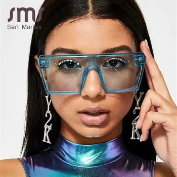 2020 Liiga Square Päikeseprillid Naistele Luksus Brändi Mood Korter Top värvikas Selge Objektiiv päikeseprillid Vintage Mehed Gafas Prillid