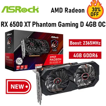 ASROCK AMD Radeon RX 6500 XT Phantom Mängude D 4GB OC RX 6500XT GDDR6 64-bit 6nm DP UUS GPU tugi Intel, AMD Lauaarvuti Emaplaadi