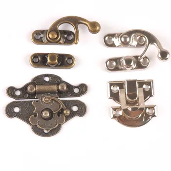 5 kujunduse 5Sets Metallist Konks Kasti Sulgurid Pannal Box Lock Kotis Lukk Silver Tone / pronks toon CP2148