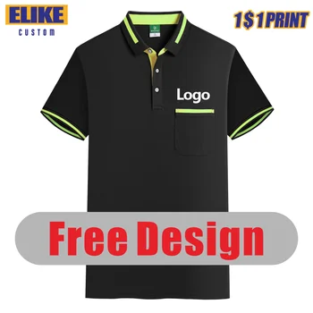 ELIKE Suvel Uus Mood Polüester Tasku Polo Särgi Custom Logo Tikand Isikliku Disaini Brändi Prindi Meeste Ja Naiste Topid S-5XL